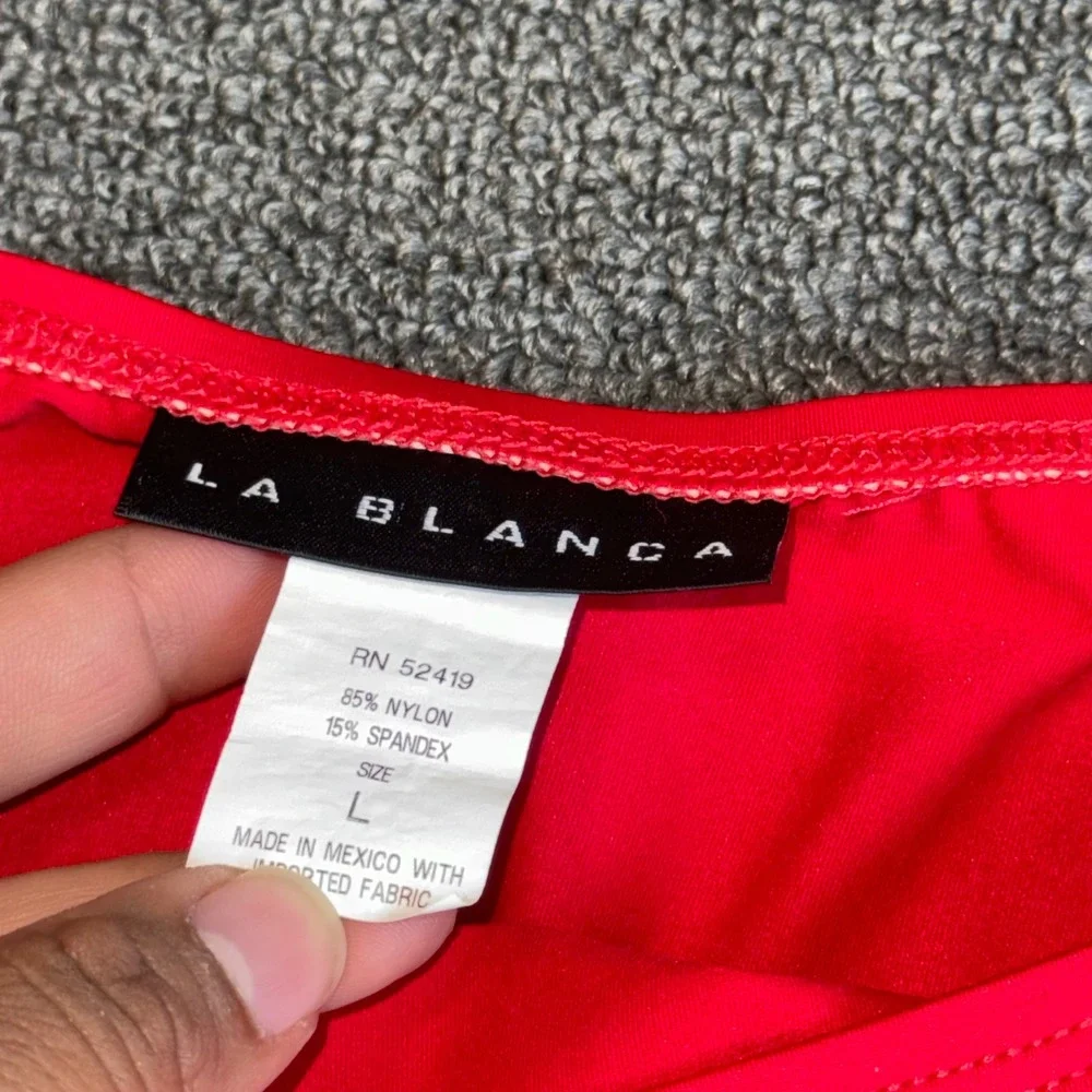 La Blanca Red Swim Skirt Side Slit Bikini Bottom Cover Up Large Beach Resortwear